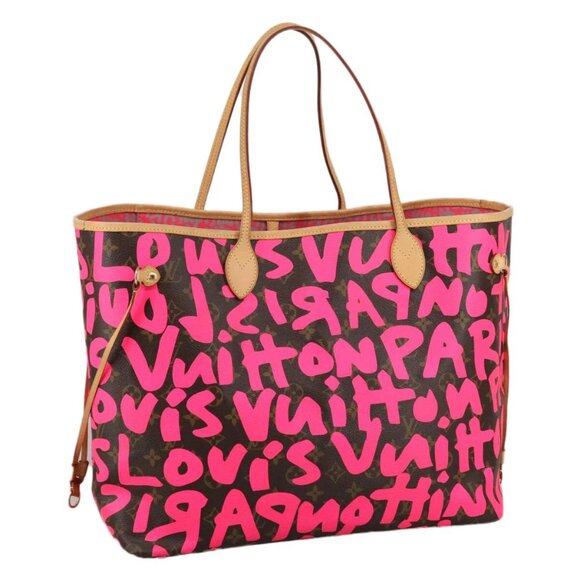 LOUIS VUITTON Monogram graffiti Neverfull GM Tote Bag Fuchsia M93701 Auth - Picture 1 of 16